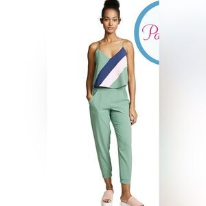 NWOT Parker Green and Pink Color Block Jumpsuit